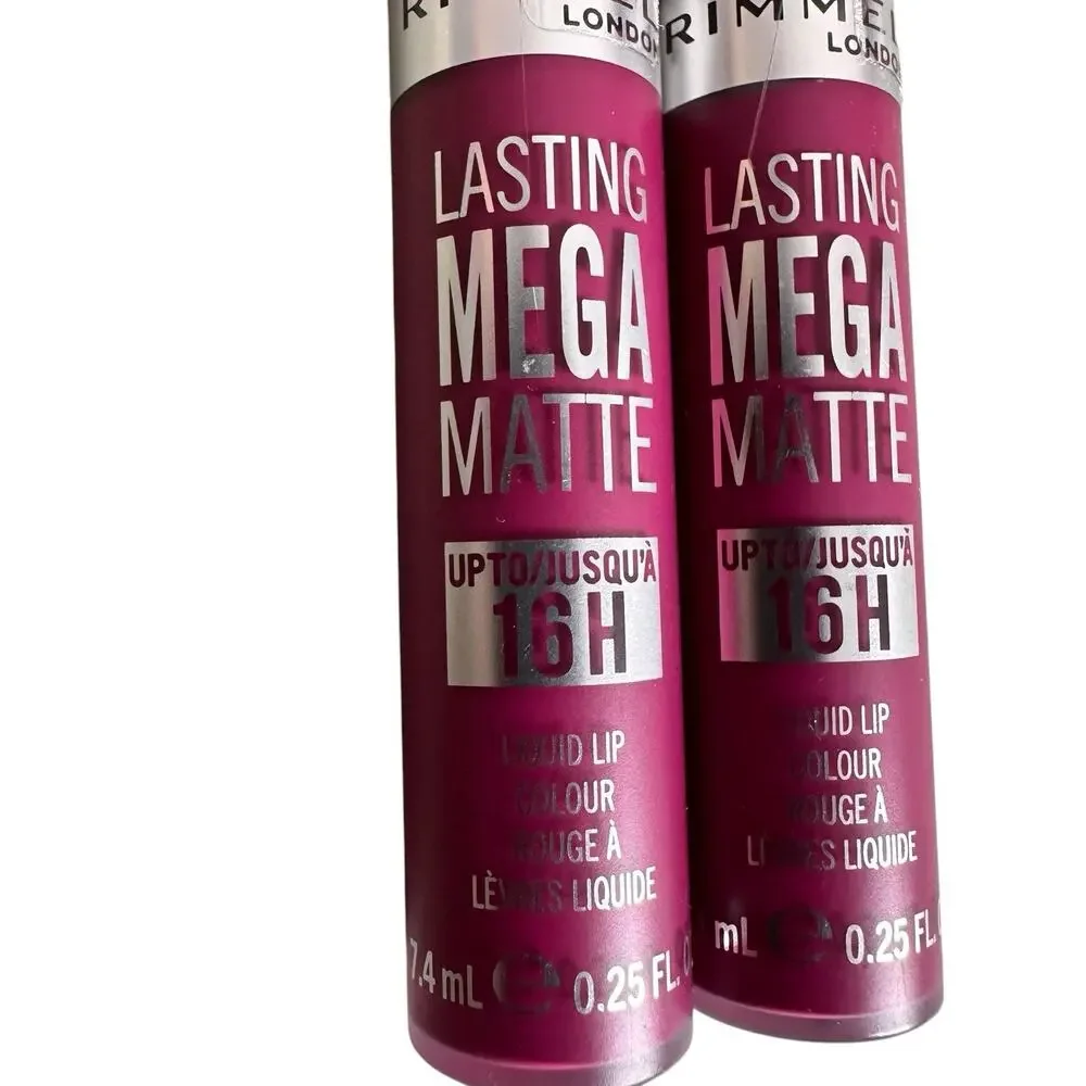 RIMMEL Lasting Mega Matte Liquid Lipstick 940 Rock Me Purple Sealed Lot of 2